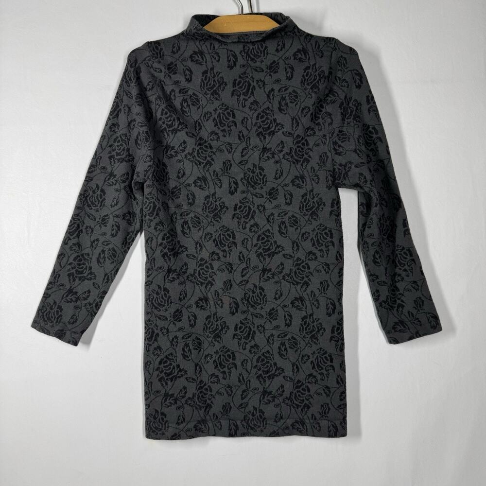 VTG Bebe Womens Small Black Floral Roses Mock Neck Top Knit
